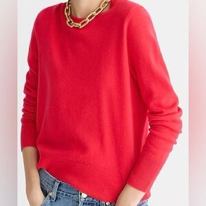 JCrew cashmere classic-fit crewneck sweater in sold-out Neon Berry Red color.